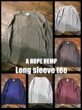 A HOPE HEMP「レギュラー・ロング・スリーブ・HEMP TEE」ヘンプ 長袖
