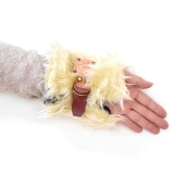 moony earth��fake fur cuffs��White MIx